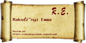 Raksányi Emma névjegykártya